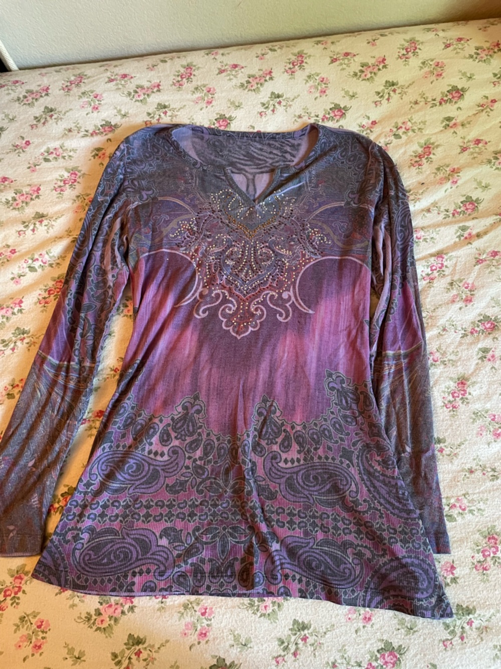 Purple Long Sleeve with Embellished Front